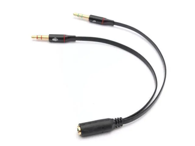 Alt view image 4 of 7 - CYDZ Dual 3.5mm Male to Single Female Headphone Microphone Audio Splitter Cable for Cell Phone & Tablet & Laptop Black Color