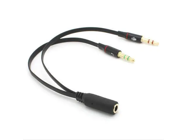 Alt view image 7 of 7 - CYDZ Dual 3.5mm Male to Single Female Headphone Microphone Audio Splitter Cable for Cell Phone & Tablet & Laptop Black Color