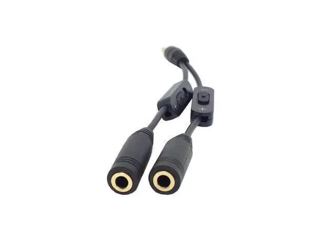 Alt view image 2 of 4 - 1 in 2 out 3.5mm Stereo Male to Double mono 3.5 mm Female Audio Headphone Y Splitter Cable with Volume Switch Black
