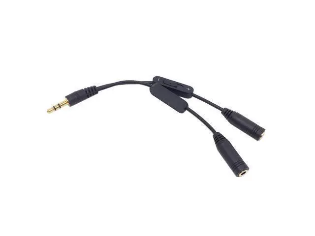 Alt view image 4 of 4 - 1 in 2 out 3.5mm Stereo Male to Double mono 3.5 mm Female Audio Headphone Y Splitter Cable with Volume Switch Black