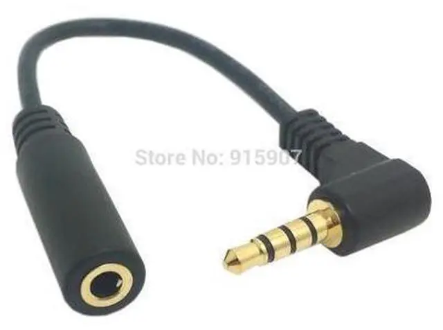 Alt view image 2 of 4 - CYDZ 10cm Right Angled 90 Degree 3.5mm 4 poles Audio Stereo Male to Female Extension Cable