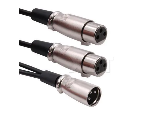 Alt view image 3 of 6 - AT 1PCS Premium Male Plug to 2 Female Jack Mic Audio Adapter XLR Cable 1.5Ft 0.5M high performance Black