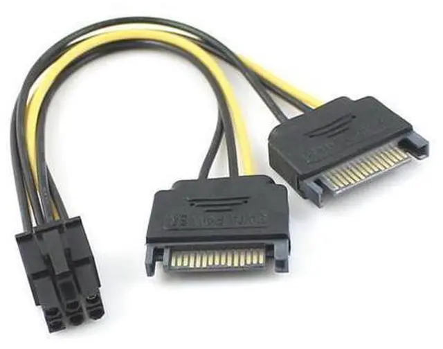 Main image of CYDZ Dual two SATA 15 Pin Male M to PCI-e Express Card 6 Pin Female Graphics Video Card Power Cable 15cm