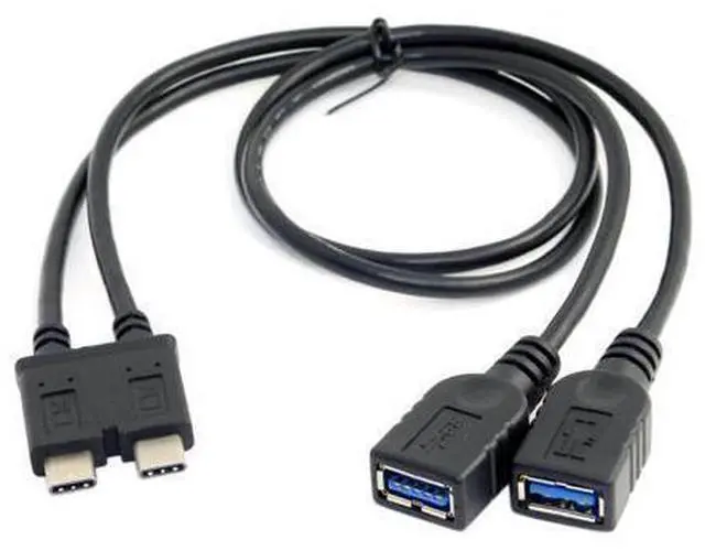 Alt view image 2 of 4 - CYDZ Dual Cable USB 3.1 Type-C to 3.0 A Female OTG Data Cable for 13 inch Laptop Pro