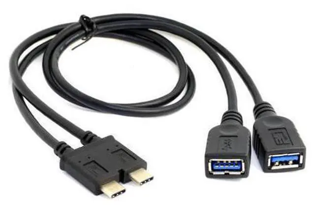 Alt view image 3 of 4 - CYDZ Dual Cable USB 3.1 Type-C to 3.0 A Female OTG Data Cable for 13 inch Laptop Pro
