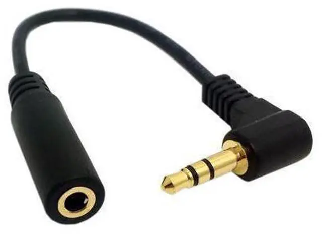 Main image of 10cm Black 90 Degree Right Angled 3.5mm 3poles Audio Stereo Male to Female Extension Cable