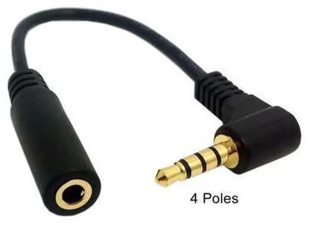 Main image of 1Set 3/4 Poles Audio Stereo 90 Degree Right Angled 3.5mm Male to Female Extension Cable