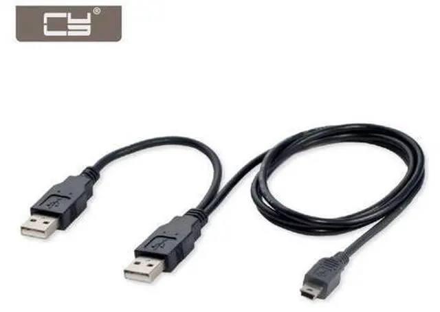 Main image of CYDZ USB2.0 2 Male to Mini 5 Pin Y Cable Data and Power Cable for Hard Disk Drive CAS