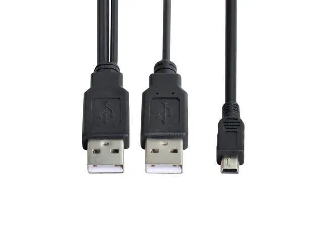 Alt view image 4 of 7 - CYDZ USB2.0 2 Male to Mini 5 Pin Y Cable Data and Power Cable for Hard Disk Drive CAS