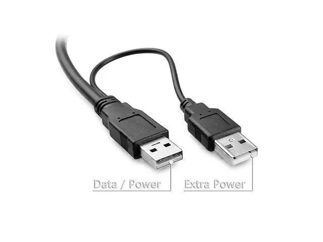 Alt view image 5 of 5 - Mini USB 2.0 Dual USB With Power Supply Cable Male to Male Data Sync USB Cable For HDD