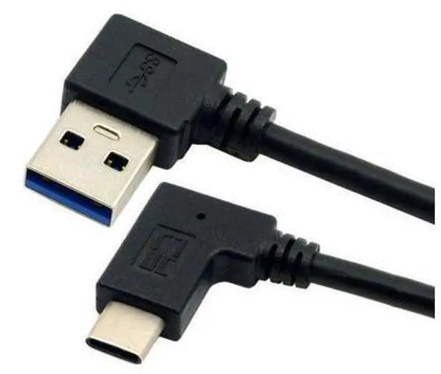 Alt view image 3 of 5 - Chenyang-Cable 0.3M Reversible USB 3.1 USB-C Angled to Left Angled 90 Degree A Male Data Cable