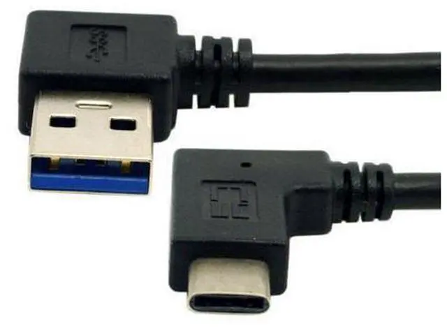 Alt view image 4 of 5 - Chenyang-Cable 0.3M Reversible USB 3.1 USB-C Angled to Left Angled 90 Degree A Male Data Cable