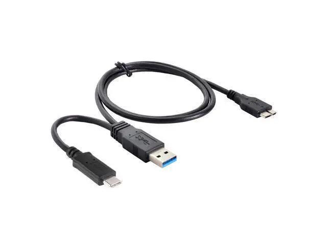 Alt view image 3 of 3 - USB-C USB 3.1 Type-C & USB 3.0 Type-A Host to Micro USB 3.0 Target Combo Data Cable for Disk