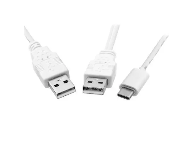 Alt view image 2 of 3 - USB 3.1 Type C USB-C to Dual A Male Extra Power Data Y Cable for Cell Phone & Hard Disk