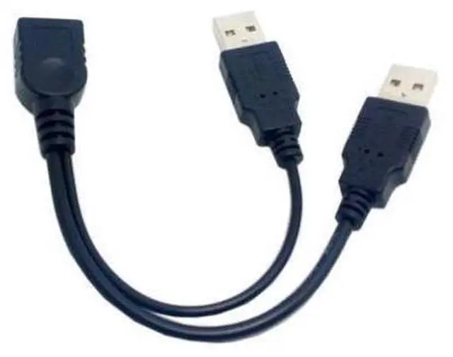 Main image of CYDZ BK USB 2.0 Female A to Dual A Male Extra Power Data Y Cable for 2.5" Hard Disk