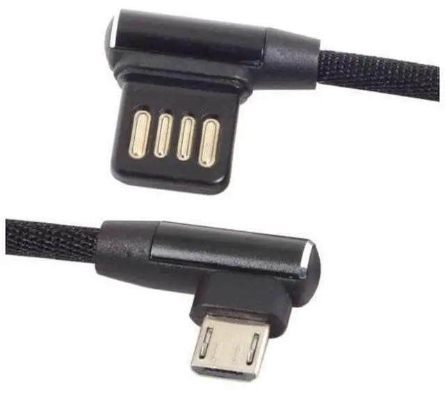 Main image of Left Right Angled 90 Degree USB 2.0 Data Cable with Sleeve for Tablet & Phone 15cm to Micro USB 5Pin