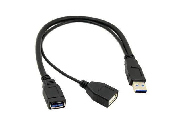 Alt view image 2 of 4 - CYDZ Black USB 3.0 Male to Dual USB Female Extra Power Data Y Extension Cable for 2.5" Mobile Hard Disk