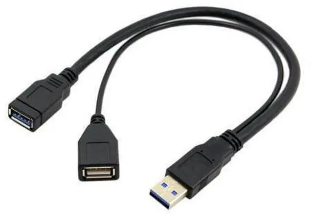 Main image of CYDZ Black USB 3.0 Male to Dual USB Female Extra Power Data Y Extension Cable for 2.5" Mobile Hard Disk