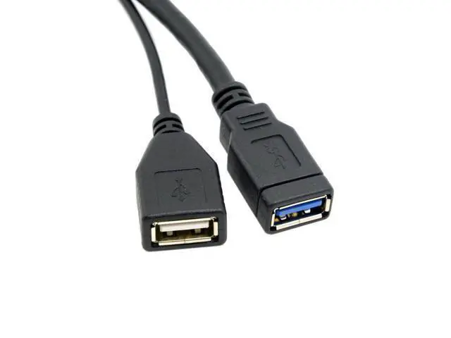 Alt view image 4 of 4 - CYDZ Black USB 3.0 Male to Dual USB Female Extra Power Data Y Extension Cable for 2.5" Mobile Hard Disk