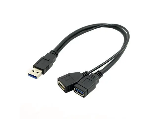 Alt view image 3 of 4 - CYDZ Black USB 3.0 Male to Dual USB Female Extra Power Data Y Extension Cable for 2.5" Mobile Hard Disk
