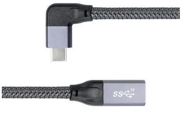 Main image of Left Right Angled USB-C USB 3.1 Type C Male to Female Extension Data Cable with Sleeve for Laptop