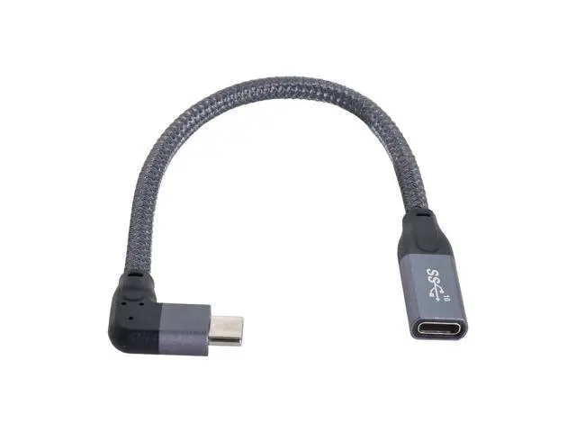 Alt view image 2 of 3 - Left Right Angled USB-C USB 3.1 Type C Male to Female Extension Data Cable with Sleeve for Laptop