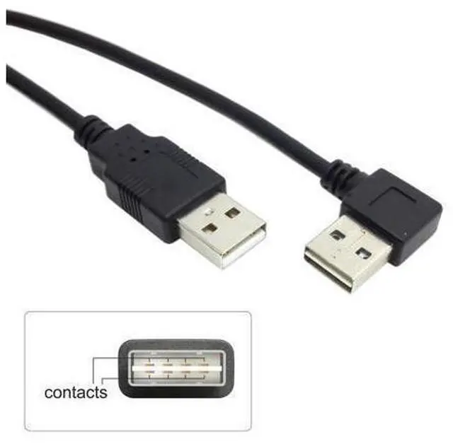 Alt view image 2 of 4 - CYDZ USB 2.0 Male to Male Data Cable 100cm Reversible Design Left & Right Angled 90 Degree 1M