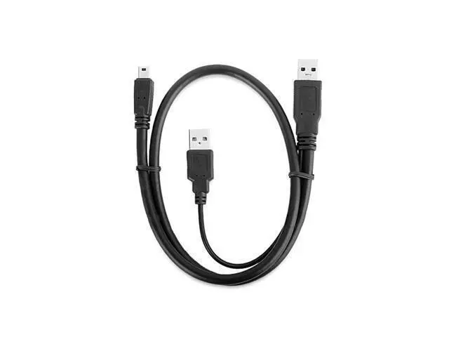 Alt view image 4 of 5 - USB2.0 2 Male to Mini 5 Pin Y Cable Data and Power Cable for Hard Disk Drive CAS