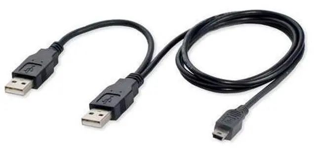 Main image of USB2.0 2 Male to Mini 5 Pin Y Cable Data and Power Cable for Hard Disk Drive CAS