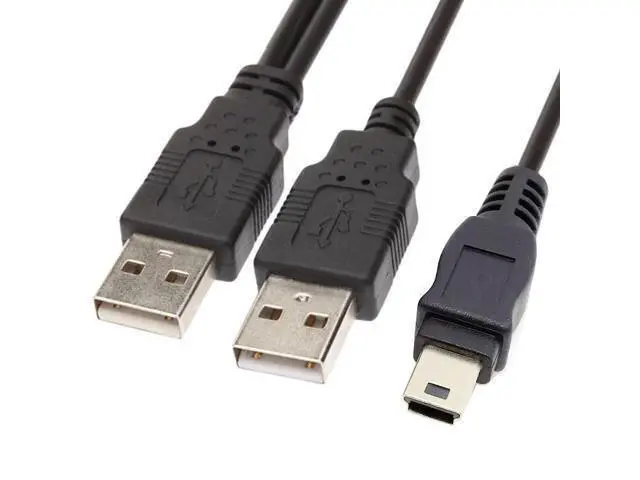 Alt view image 3 of 5 - USB2.0 2 Male to Mini 5 Pin Y Cable Data and Power Cable for Hard Disk Drive CAS