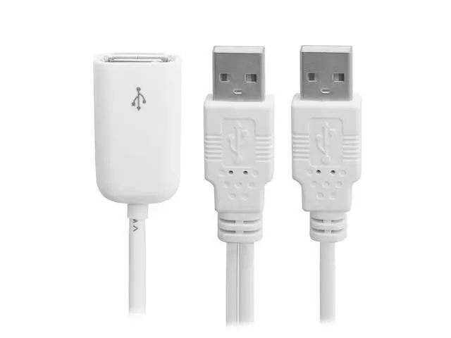 Alt view image 2 of 4 - CYDZ Dual A Male to USB 2.0 Female Extra Power Data Y Extension Cable for 2.5" Mobile Hard Disk White