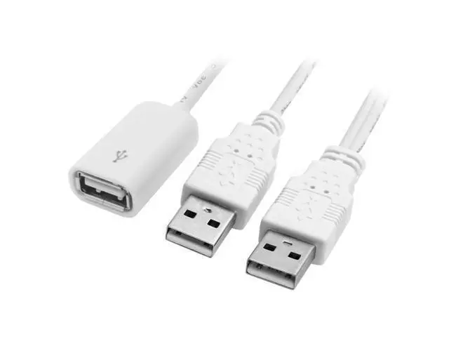 Alt view image 3 of 4 - CYDZ Dual A Male to USB 2.0 Female Extra Power Data Y Extension Cable for 2.5" Mobile Hard Disk White
