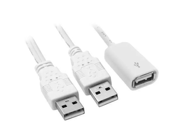 Alt view image 4 of 4 - CYDZ Dual A Male to USB 2.0 Female Extra Power Data Y Extension Cable for 2.5" Mobile Hard Disk White