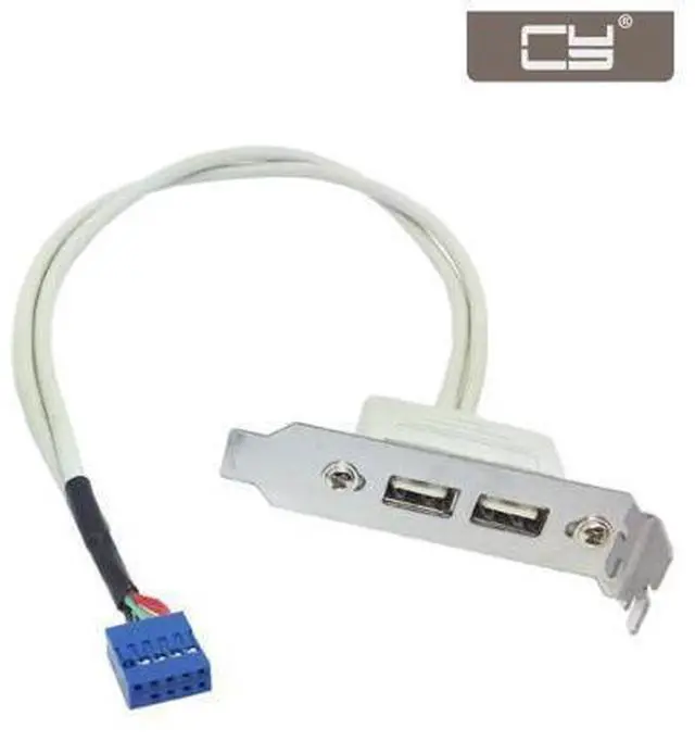 Main image of NGFF Type A USB 2.0 Female Back Panel to Motherboard 9pin Cable 30cm with Low profile 8cm Height PCI Bracket White