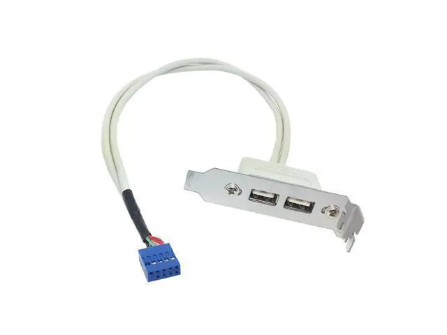 Alt view image 6 of 7 - NGFF Type A USB 2.0 Female Back Panel to Motherboard 9pin Cable 30cm with Low profile 8cm Height PCI Bracket White
