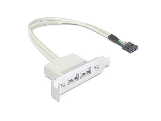 Alt view image 7 of 7 - NGFF Type A USB 2.0 Female Back Panel to Motherboard 9pin Cable 30cm with Low profile 8cm Height PCI Bracket White