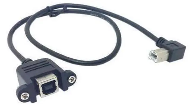 Main image of CYDZ 90 Degree Left Angled USB B Type Male to Female extension cable with screws for Panel Mount 50cm