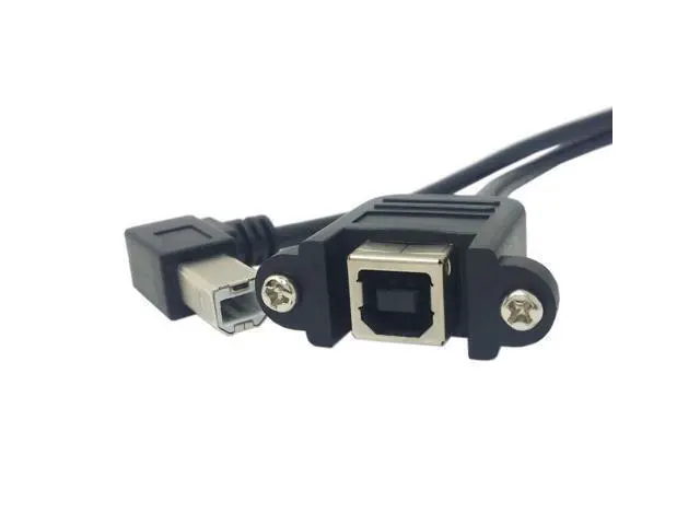 Alt view image 3 of 4 - CYDZ 90 Degree Left Angled USB B Type Male to Female extension cable with screws for Panel Mount 50cm