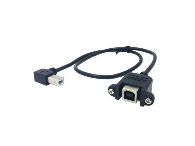 Alt view image 4 of 4 - CYDZ 90 Degree Left Angled USB B Type Male to Female extension cable with screws for Panel Mount 50cm