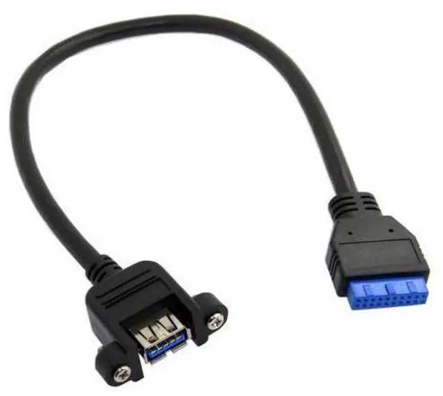 Main image of CYDZ Female USB 3.0 Single Port A Screw Mount Type to Up Angled Motherboard Header 20pin Cable 25cm