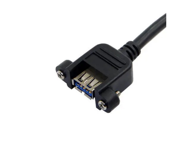 Alt view image 3 of 4 - CYDZ Female USB 3.0 Single Port A Screw Mount Type to Up Angled Motherboard Header 20pin Cable 25cm