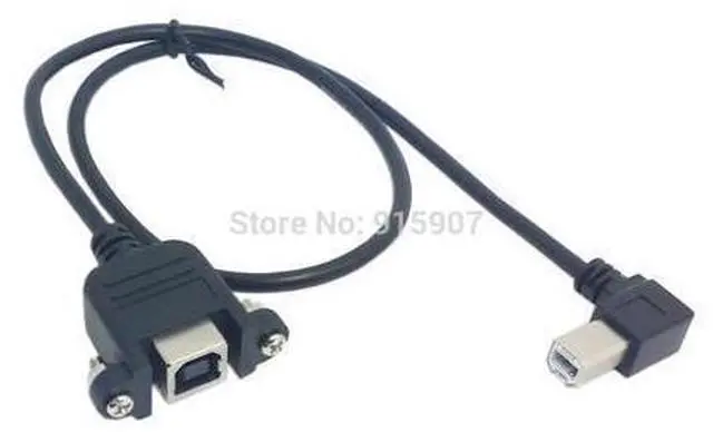 Main image of CYDZ 90 Degree Right Angled USB B Type Male to Female Extension Cable with Screws for Panel Mount 50cm