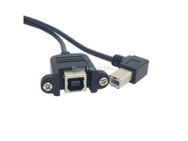 Alt view image 3 of 4 - CYDZ 90 Degree Right Angled USB B Type Male to Female Extension Cable with Screws for Panel Mount 50cm