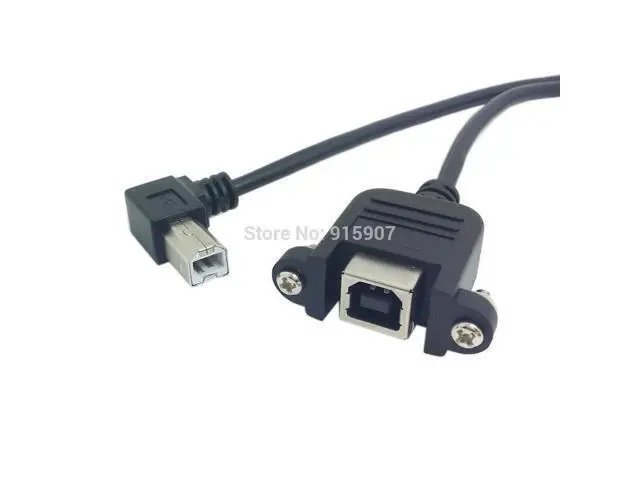 Alt view image 2 of 4 - CYDZ 90 Degree Right Angled USB B Type Male to Female Extension Cable with Screws for Panel Mount 50cm