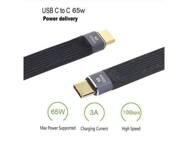 Alt view image 3 of 3 - Male to Male for Laptop & Phone 13cm USB 3.1 10Gbps Flat Slim FPC Data Cable Type-C USB-C