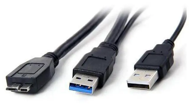 Main image of Two USB 3.0 A Male with USB Power to Micro USB 3.0 Y Cable for Mobile Hard Disk U3-029-0.5M