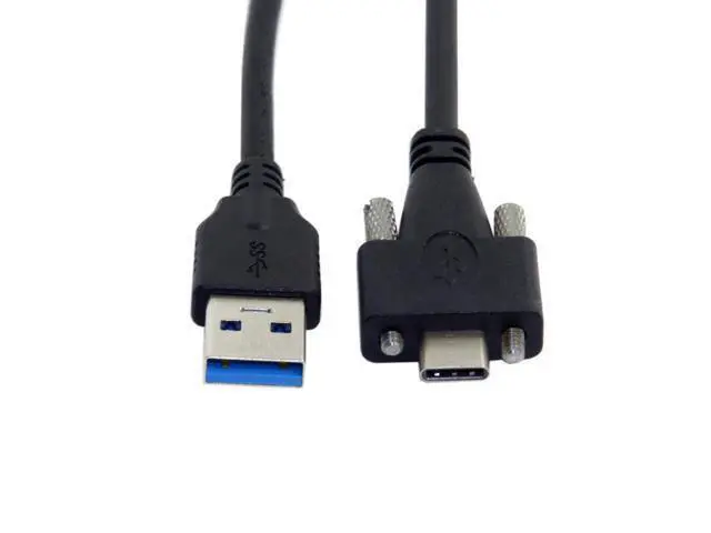 Alt view image 4 of 5 - USB 3.1 Type-C Dual Screw Locking to Standard USB 3.0 Data Cable 1.2m Panel Mount Type