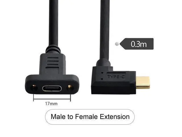 Alt view image 3 of 3 - 90 Degree Type C Male to Female Cable 30cm Left & Right Angled USB-C USB 3.1