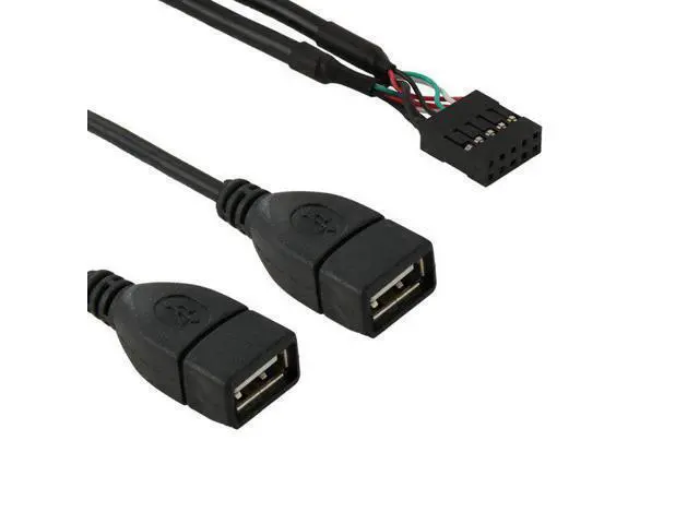 Alt view image 2 of 4 - CYDZ 10 Pin Motherboard Female Header to Dual USB 2.0 Female Adapter Cable 50cm