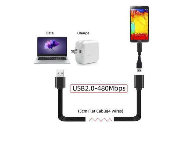 Alt view image 3 of 3 - 13cm USB 2.0 Type-A Male to USB Type-A Female Data Flat Slim FPC Cable for FPV & Disk & Phone